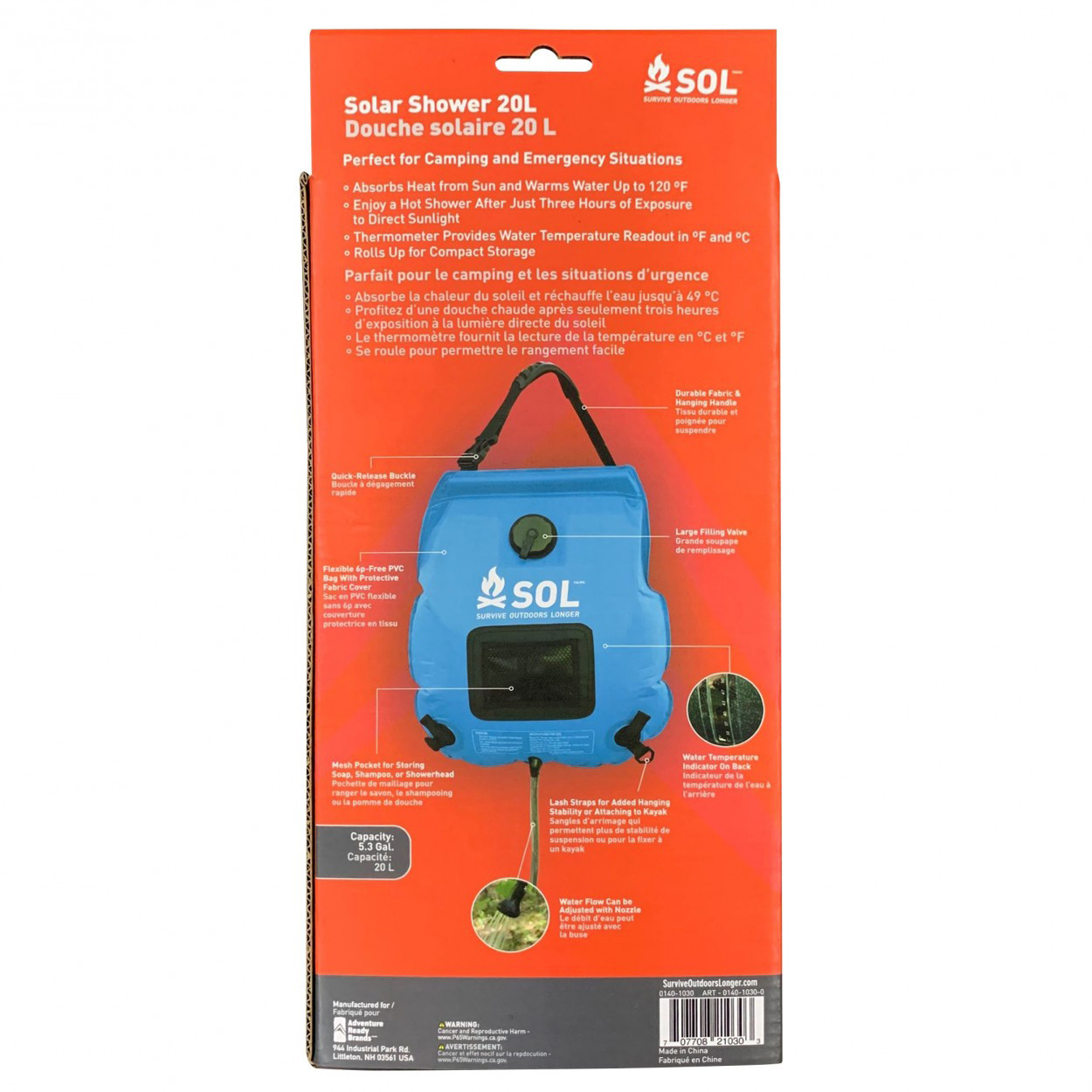 Survive Outdoors Longer Solar Shower 20L