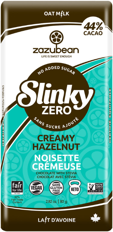Zazubean Slinky Zero Creamy Hazelnut Chocolate Bar