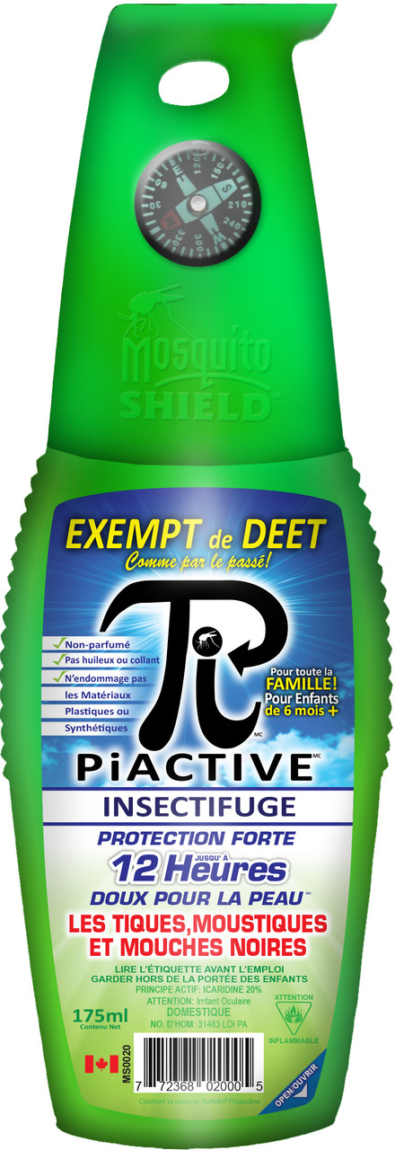 PiActive DEET FREE Regular Size Insect Repellent Pump Spray 175ml