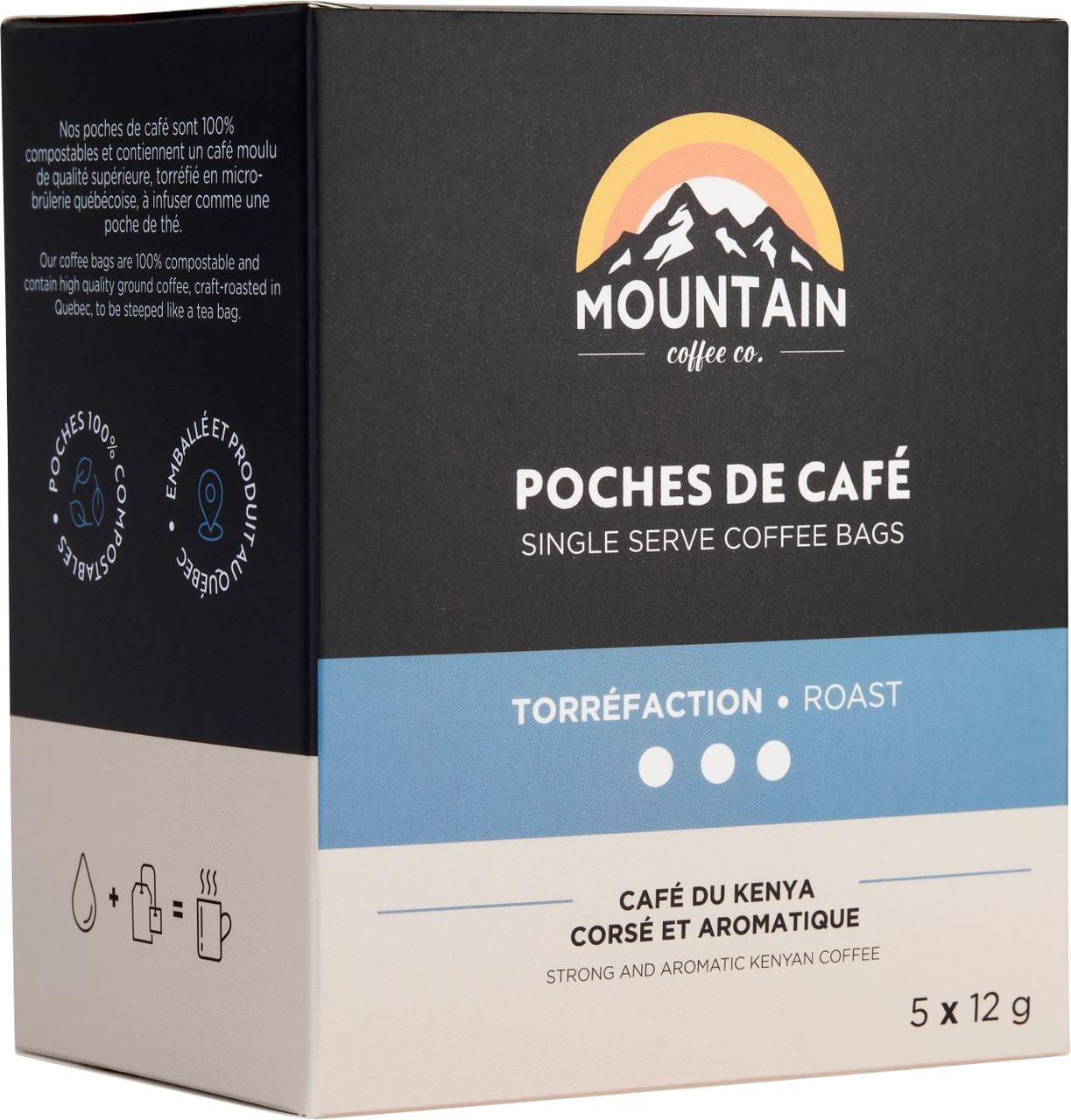 Mountain Coffee Co. Single Serve Coffee Bags Dark Roast 5 Pack