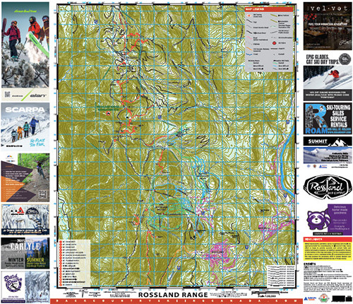 Backcountry Skiing Canada Rossland Ski Touring Map Version 2.0