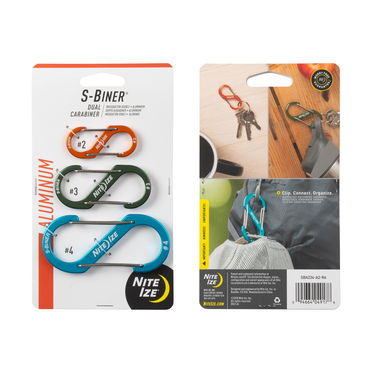 Nite Ize S-Biner Aluminum Dual Carabiner Combo 3 Pack