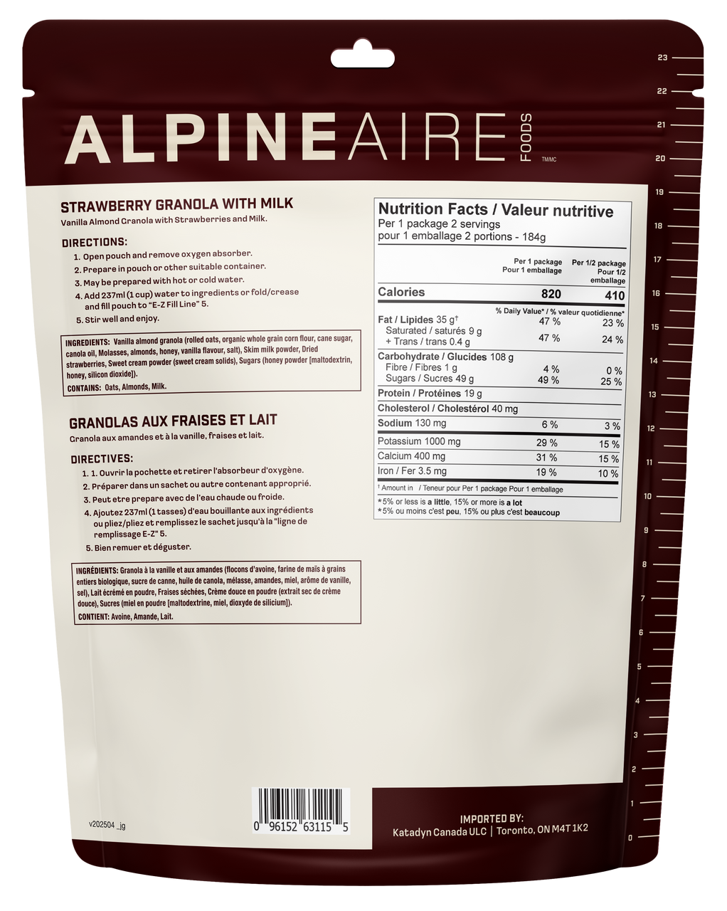 AlpineAire Strawberry Granola With Milk