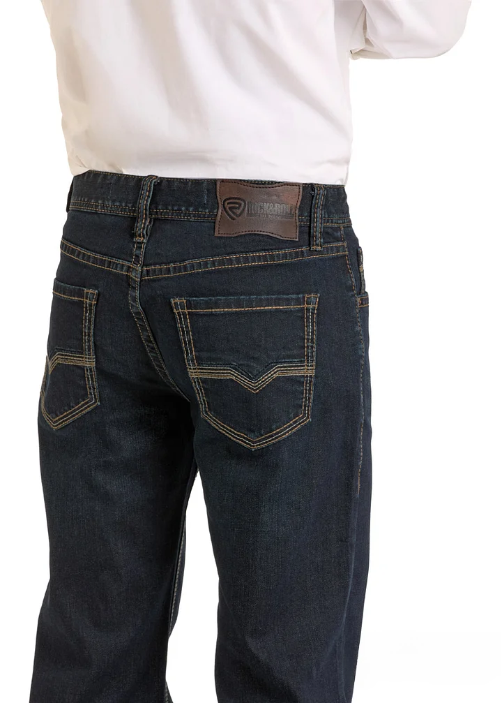 Dark Wash Flat Seam Straight Jeans - BM05D06686