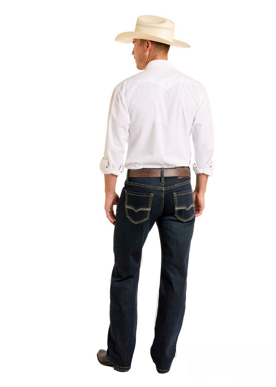 Dark Wash Flat Seam Straight Jeans - BM05D06686