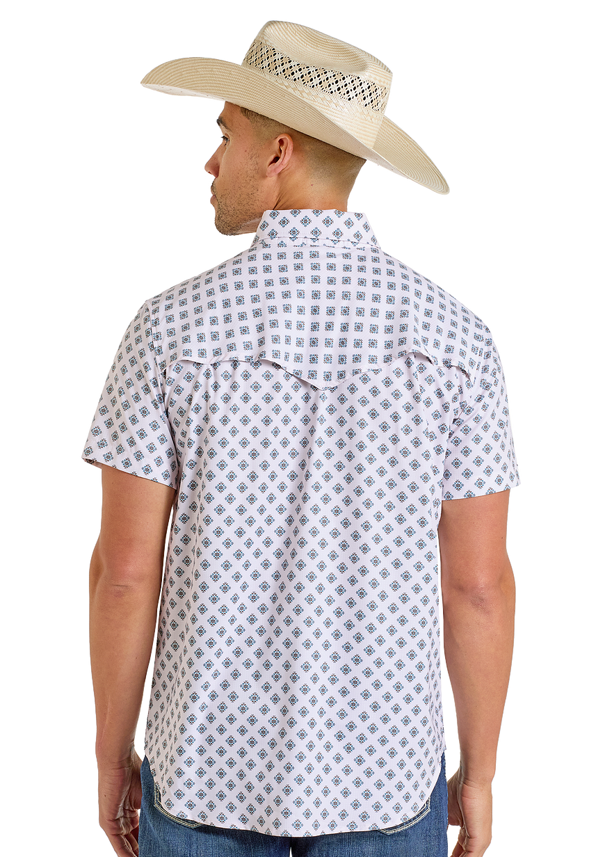 TEK Western White Mini Aztec Short Sleeve Shirt