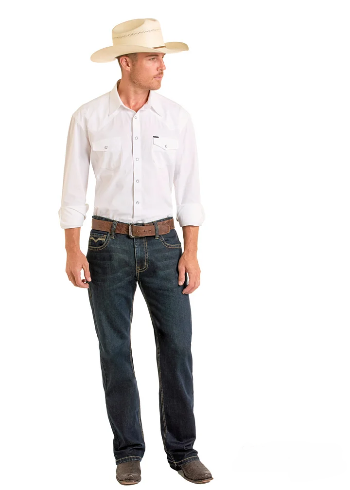 Dark Wash Flat Seam Straight Jeans - BM05D06686