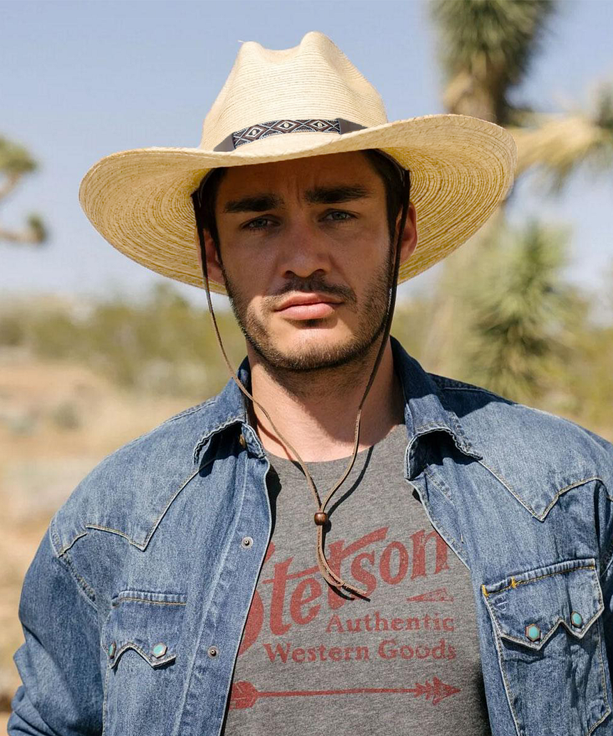 Calhoun Men's Palm Leaf Straw Cowboy Hat Gus Crown