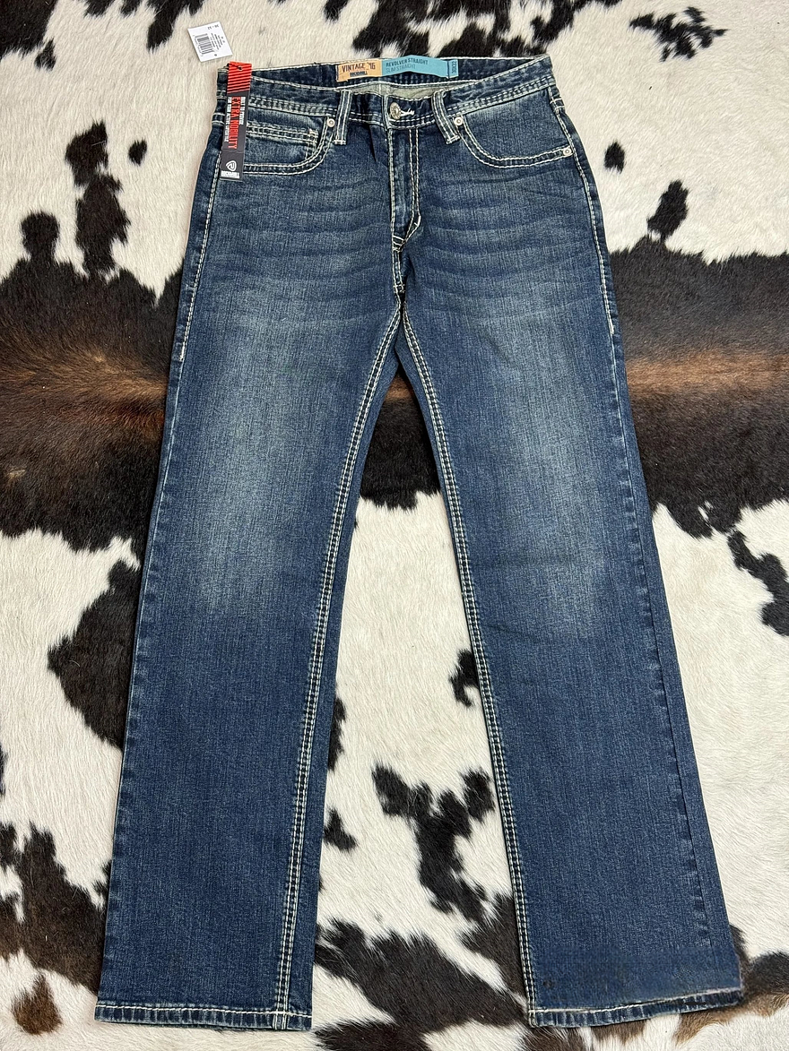 Western Slim Fit Straight Jeans - Light Blue