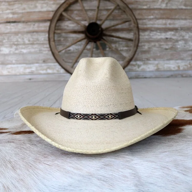 Calhoun Men's Palm Leaf Straw Cowboy Hat Gus Crown