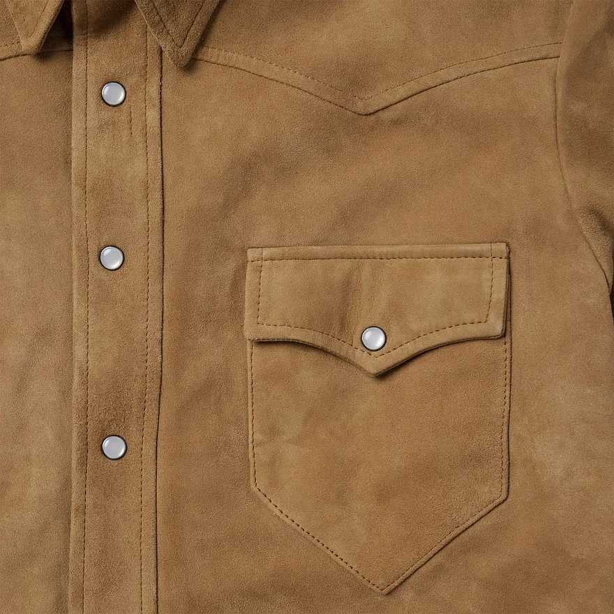 Suede Leather Shirt Jacket