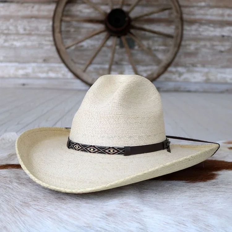 Calhoun Men's Palm Leaf Straw Cowboy Hat Gus Crown