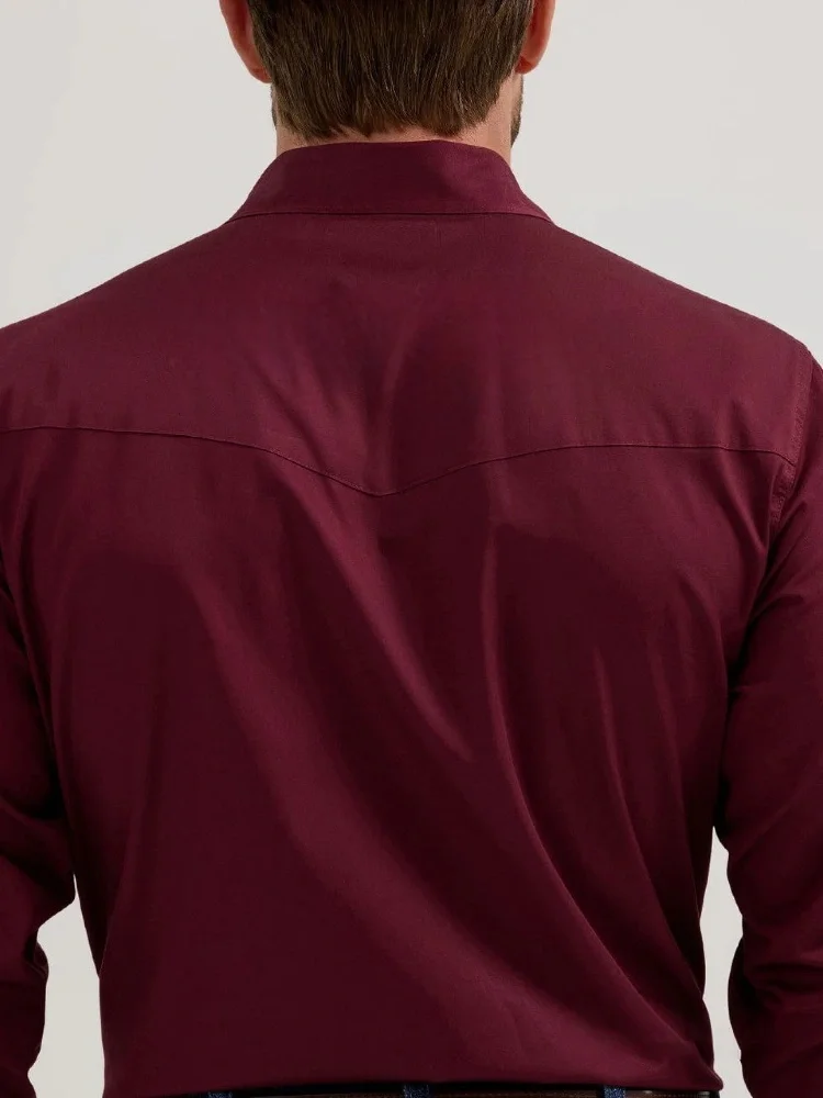 CAMISA WRANGL BURGUNDY SOLID TEAM WHITE 5405