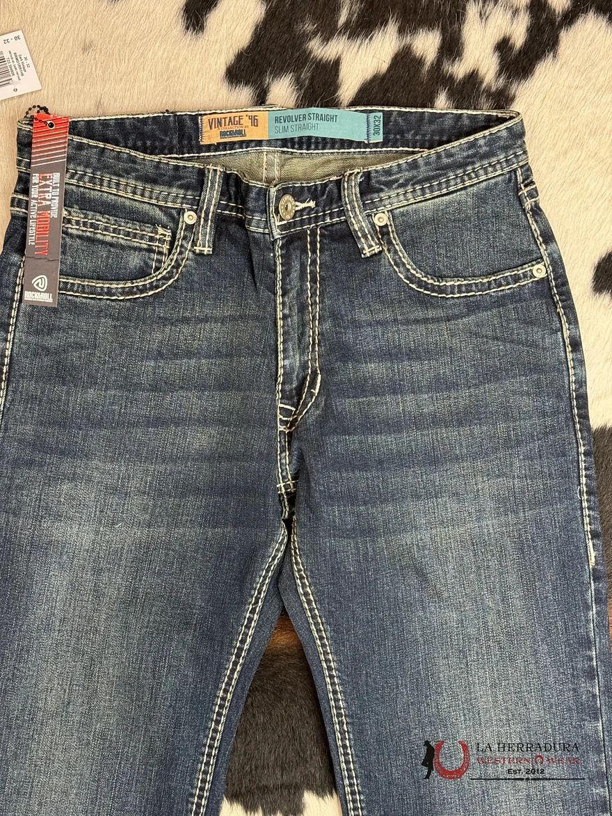 Western Slim Fit Straight Jeans - Light Blue