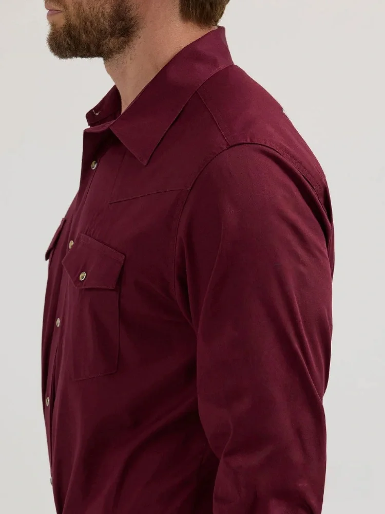 CAMISA WRANGL BURGUNDY SOLID TEAM WHITE 5405