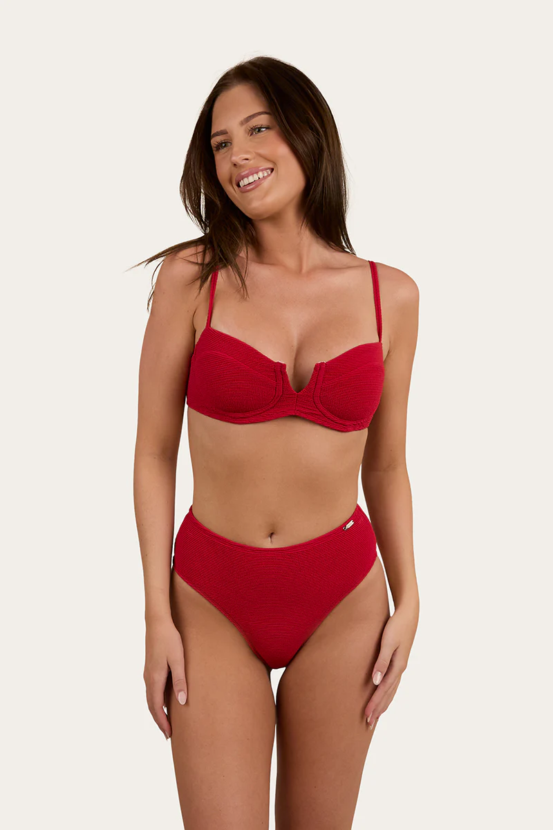 Country Sunset Textured Underwire Bikini Top - Red