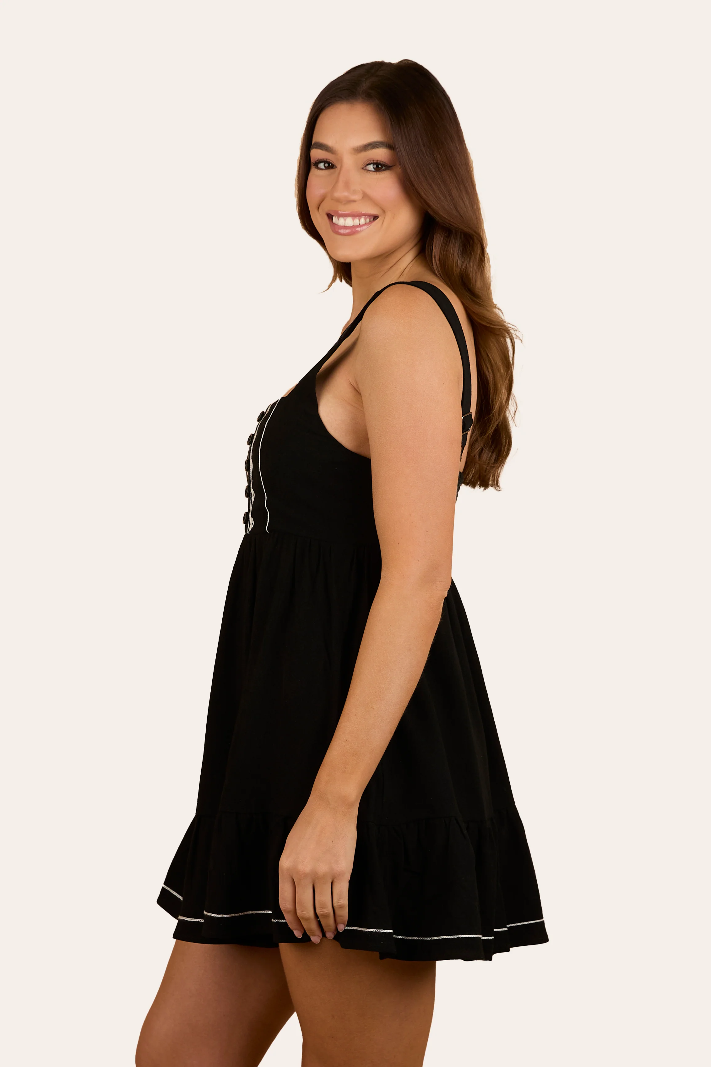 Westley Womens Embroidered Mini Dress - Black