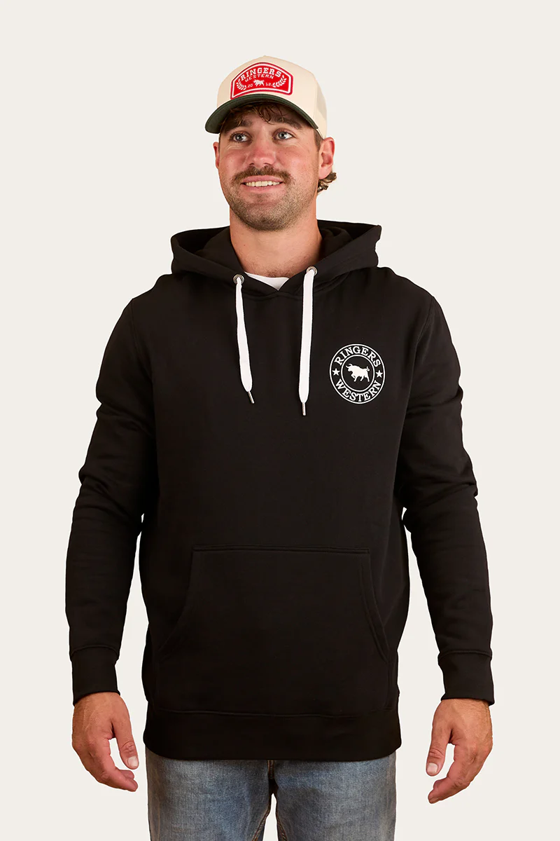 Signature Bull Mens Pullover Hoodie - Black/White