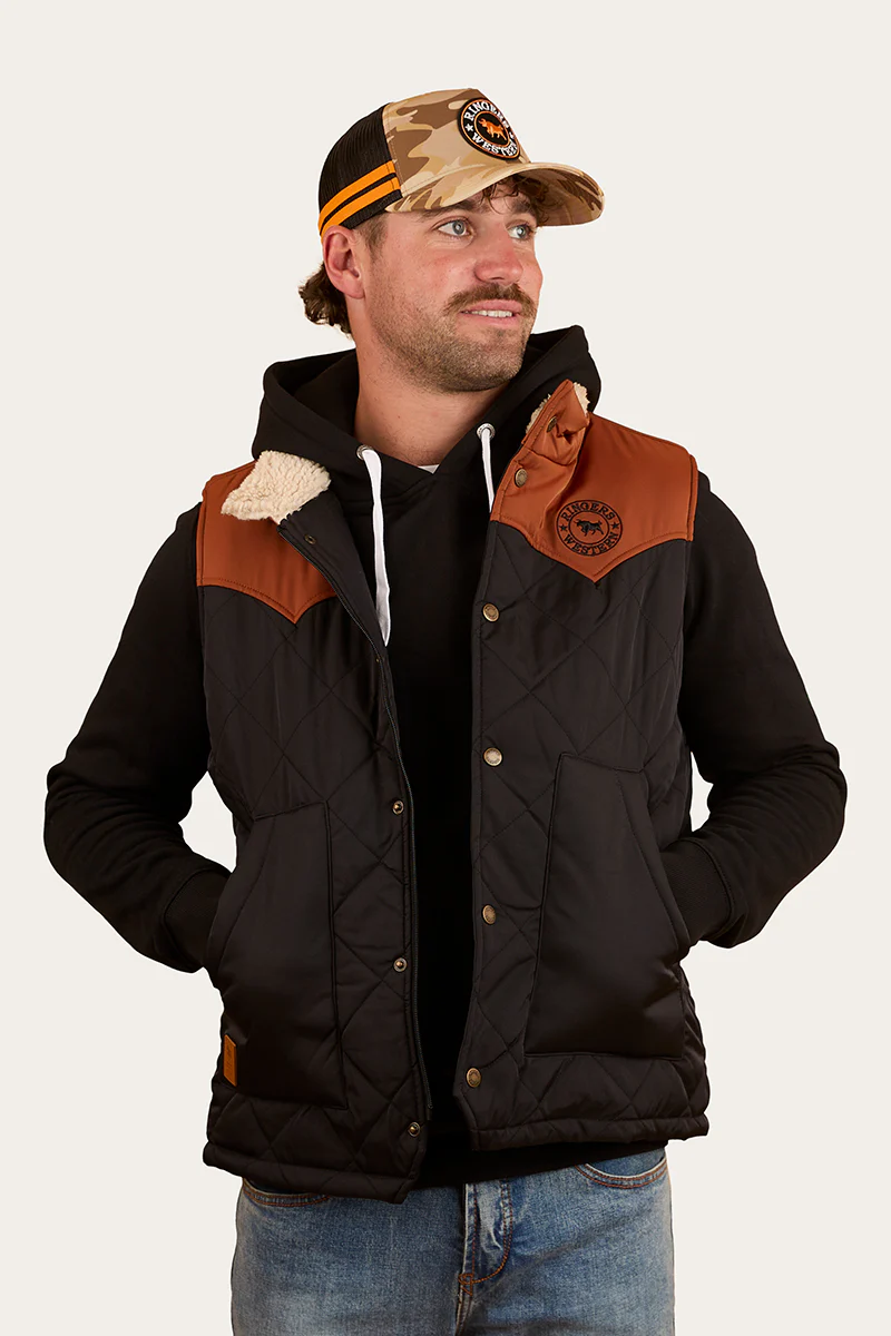 McKinlay Mens Puffer Vest - Black / Tobacco
