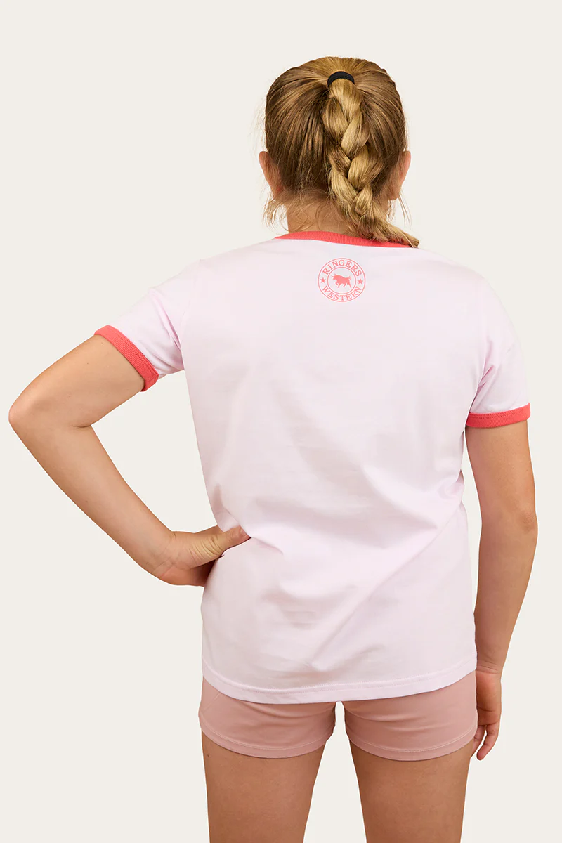 Boot Scootin Kids Ringer T-Shirt - Barley Pink