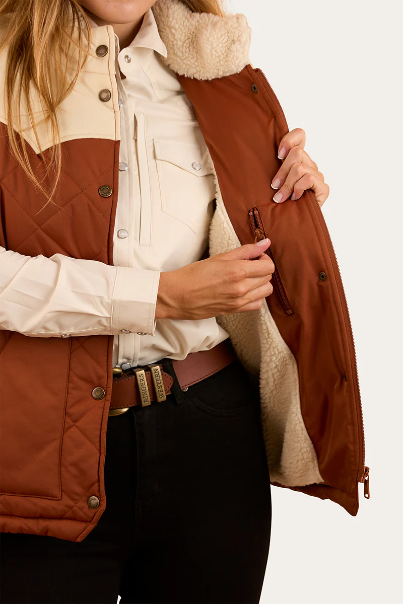 Selwyn Womens Puffer Vest - Tobacco / Off White
