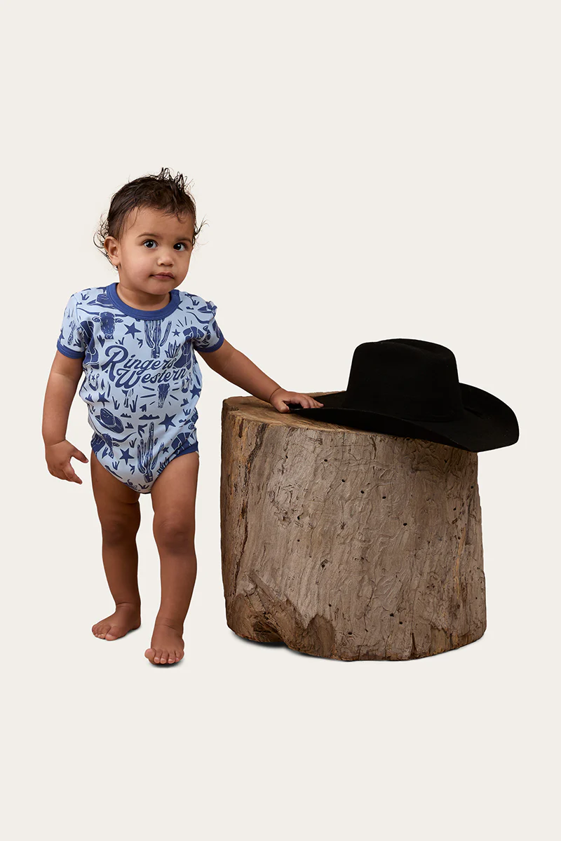 Boot Scootin Babies Short Sleeve Romper - Dusk