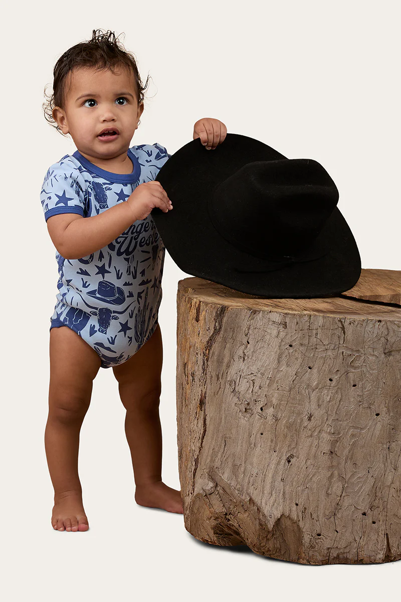Boot Scootin Babies Short Sleeve Romper - Dusk