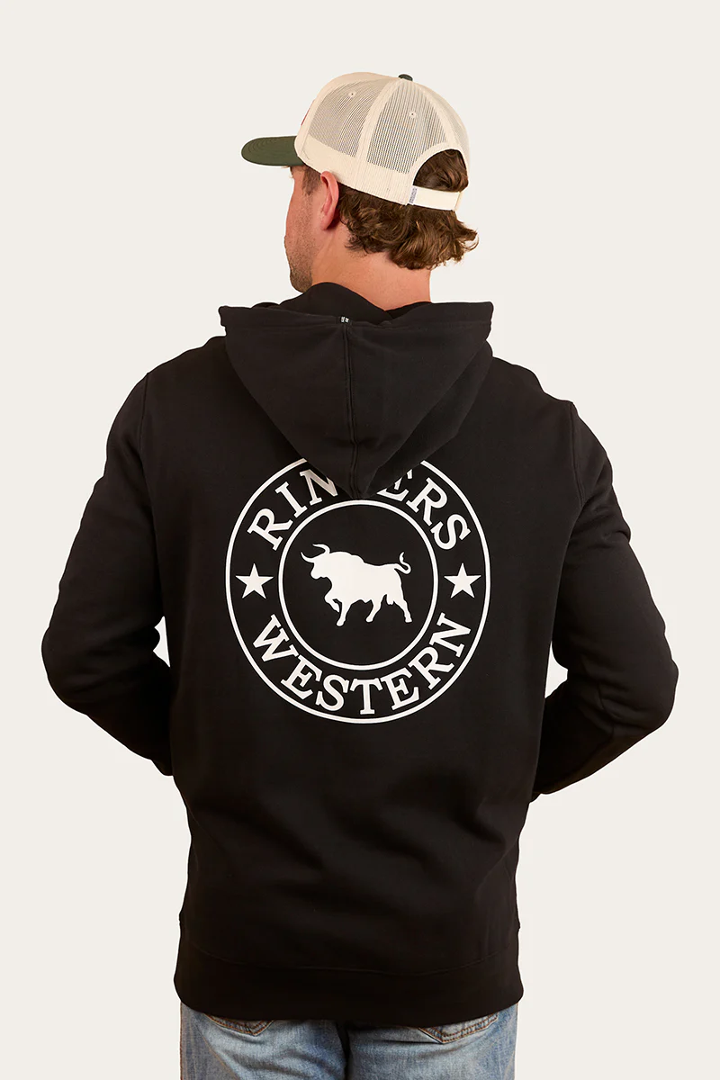 Signature Bull Mens Pullover Hoodie - Black/White