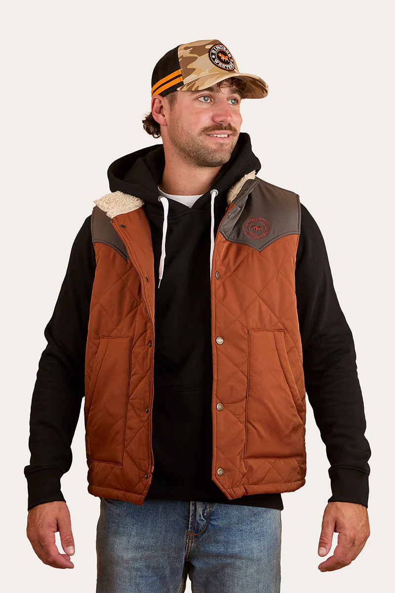 McKinlay Mens Puffer Vest - Tobacco / Charcoal