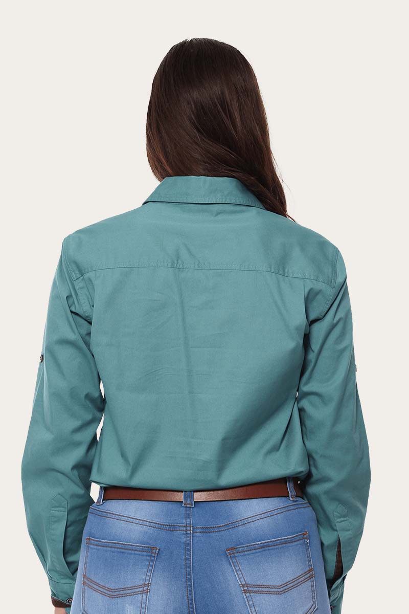 Pentecost River Womens Half Button Work Shirt - Dusty Jade