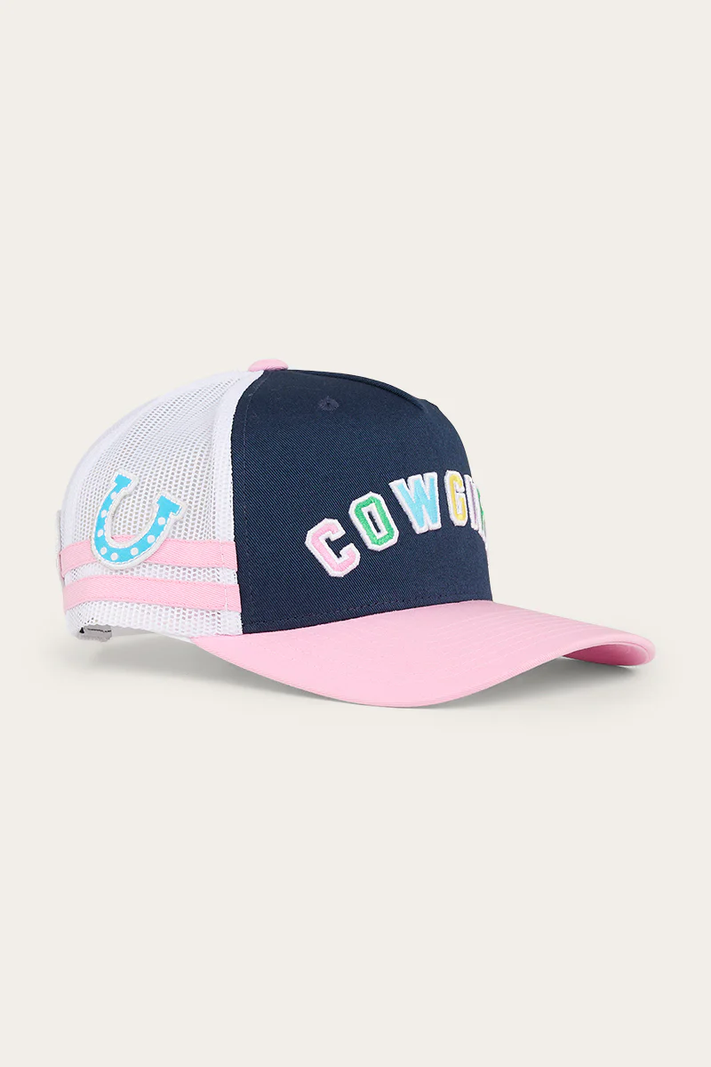 Cowgirl Kids Trucker Cap - Navy/Pastel Pink