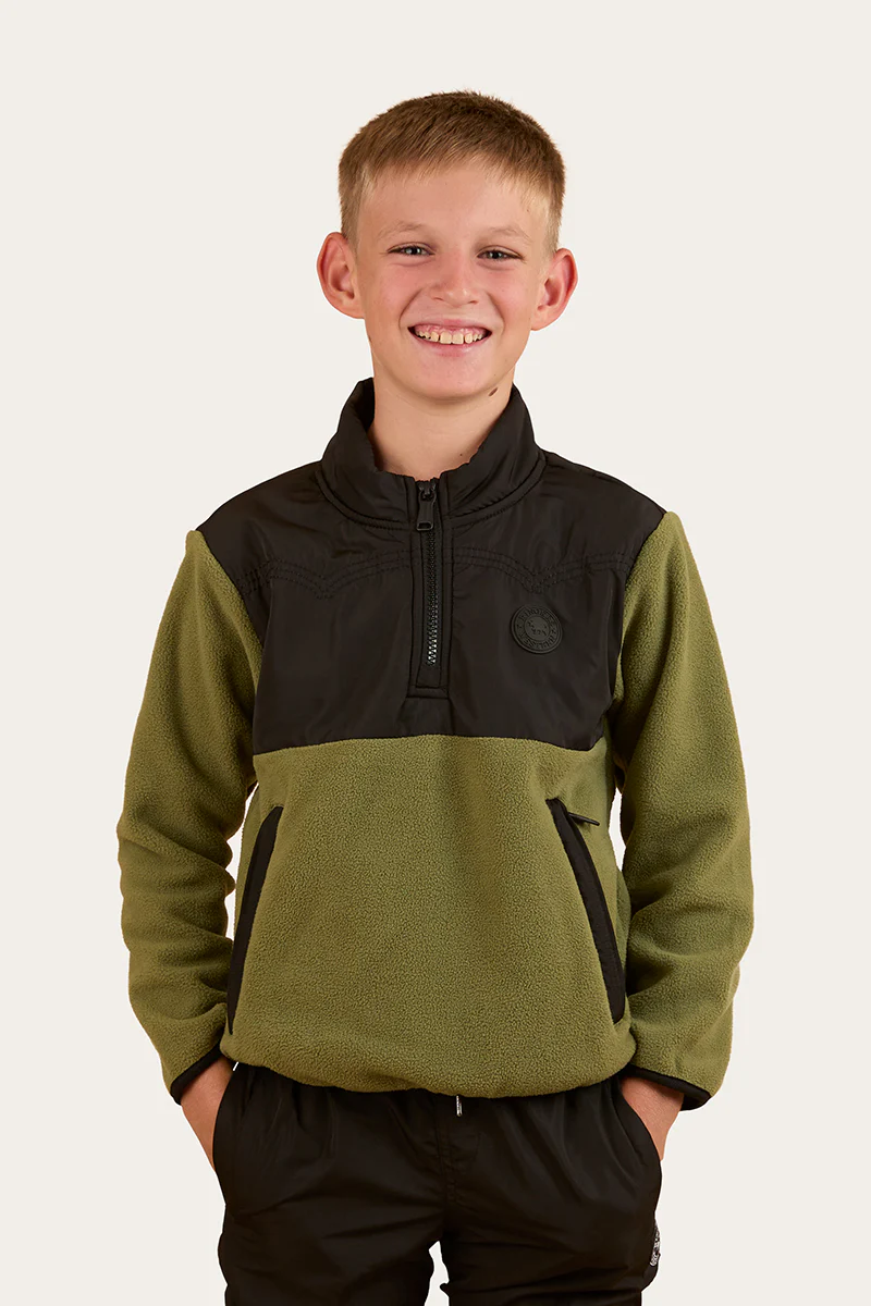 Winton Kids 1/4 Zip Crew Neck Fleece - Military Green