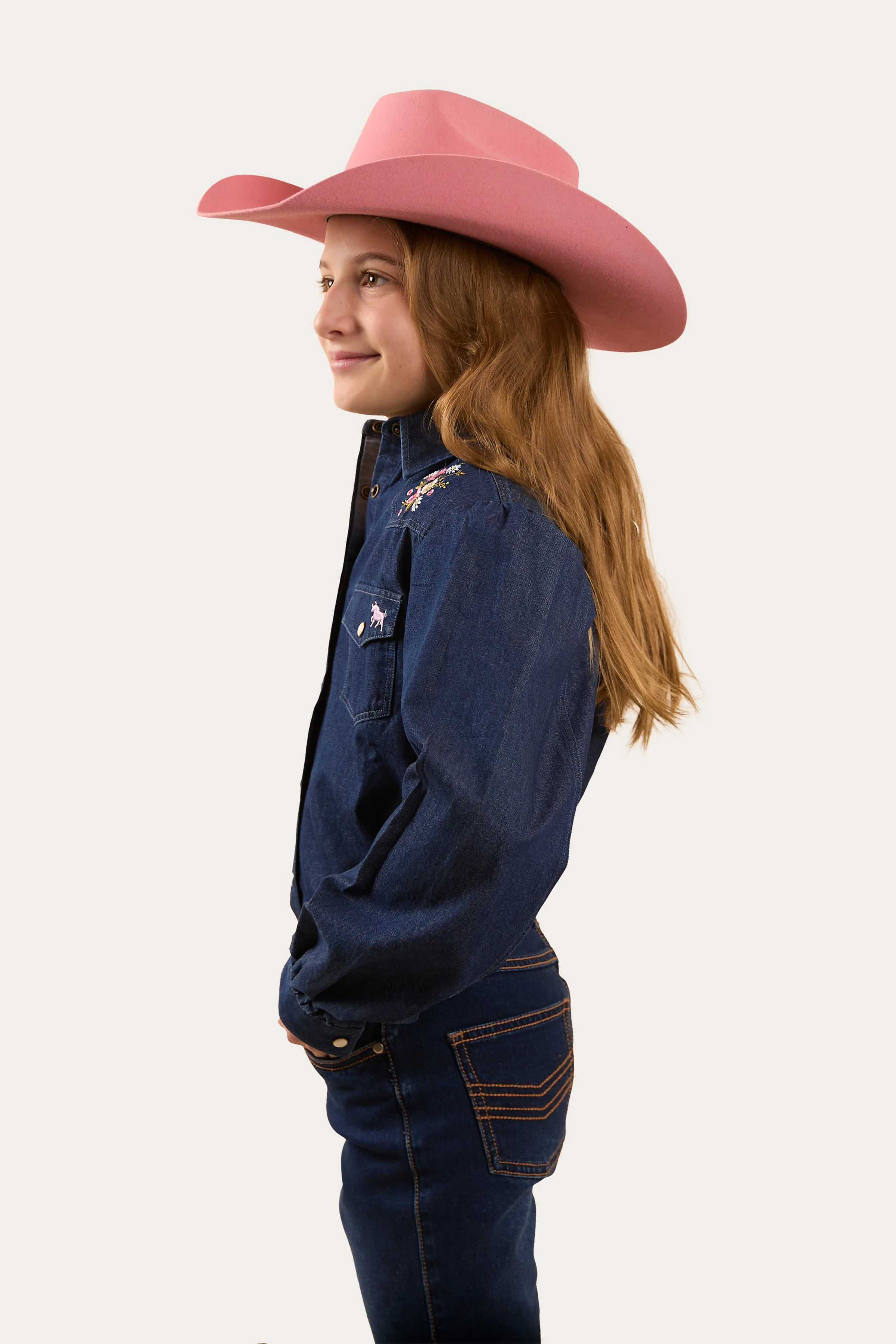 Dahlia Kids Denim Western Shirt - Classic Blue