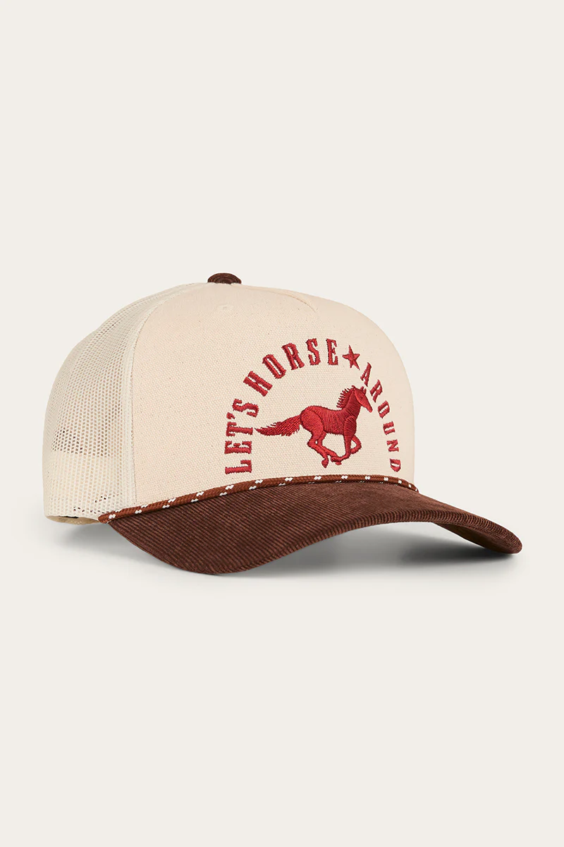 Lets Horse Around Trucker Cap - Off White / Chocolate