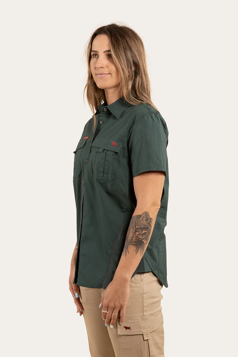 Ashburton Womens Ripstop Full Button Work Shirt - Forest Green
