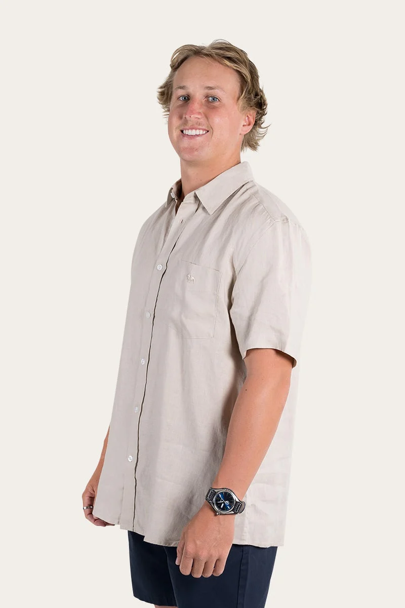 Dawson Mens Relaxed Linen Dress Shirt - Stone