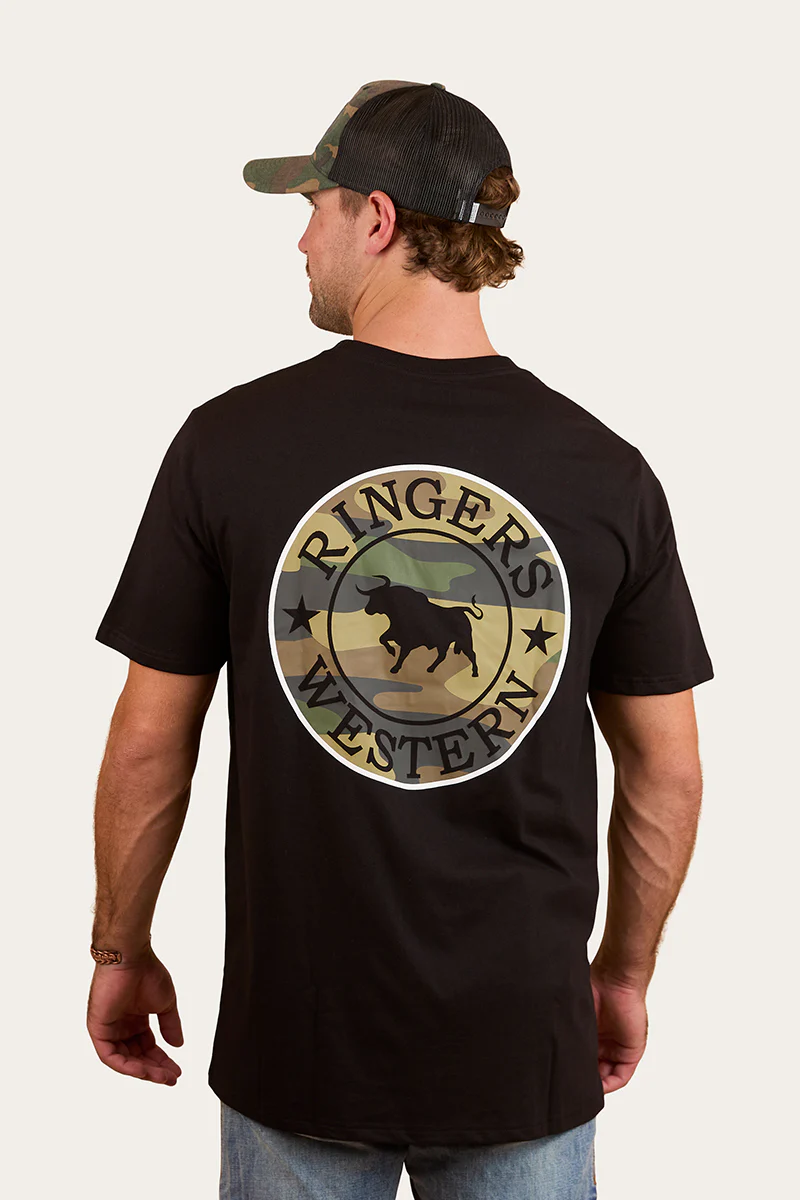 Signature Bull Mens Loose Fit T-Shirt - Black/Camo