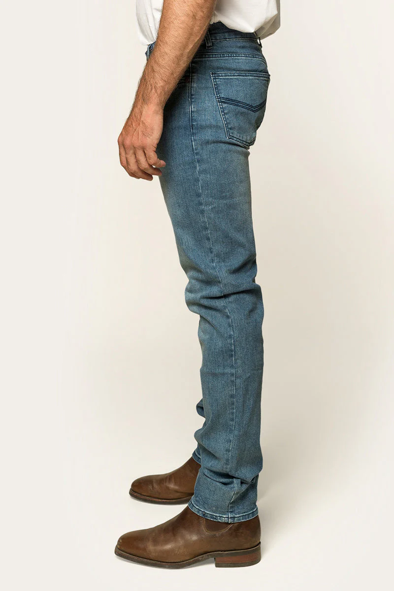 Burke Mens Tapered Slim Leg Jeans - Light Blue