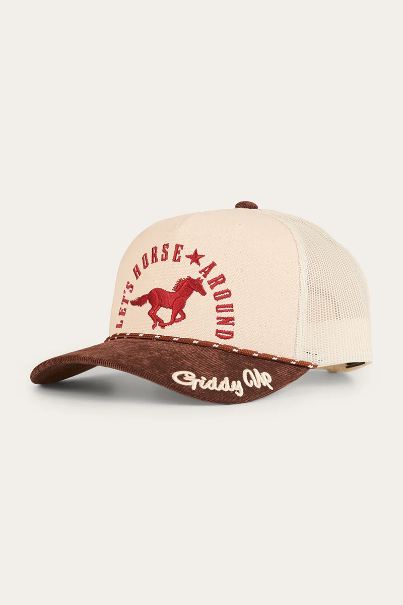 Lets Horse Around Trucker Cap - Off White / Chocolate