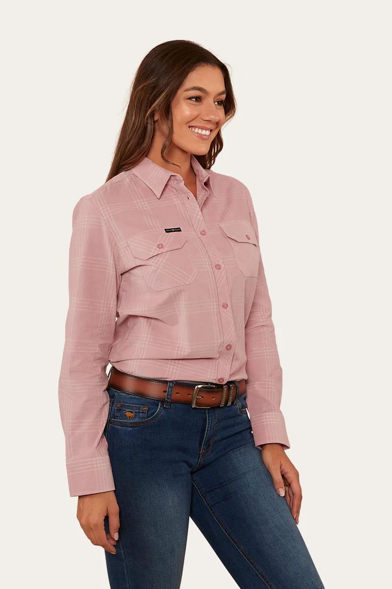 Jesse Womens Corduroy Shirt - Rosey/Off White