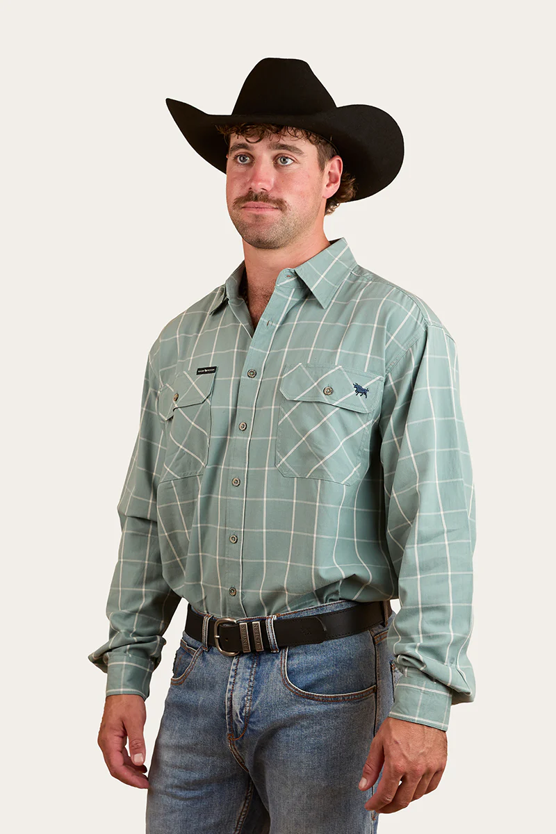 Richmond Mens Full Button Work Shirt - Sea Green