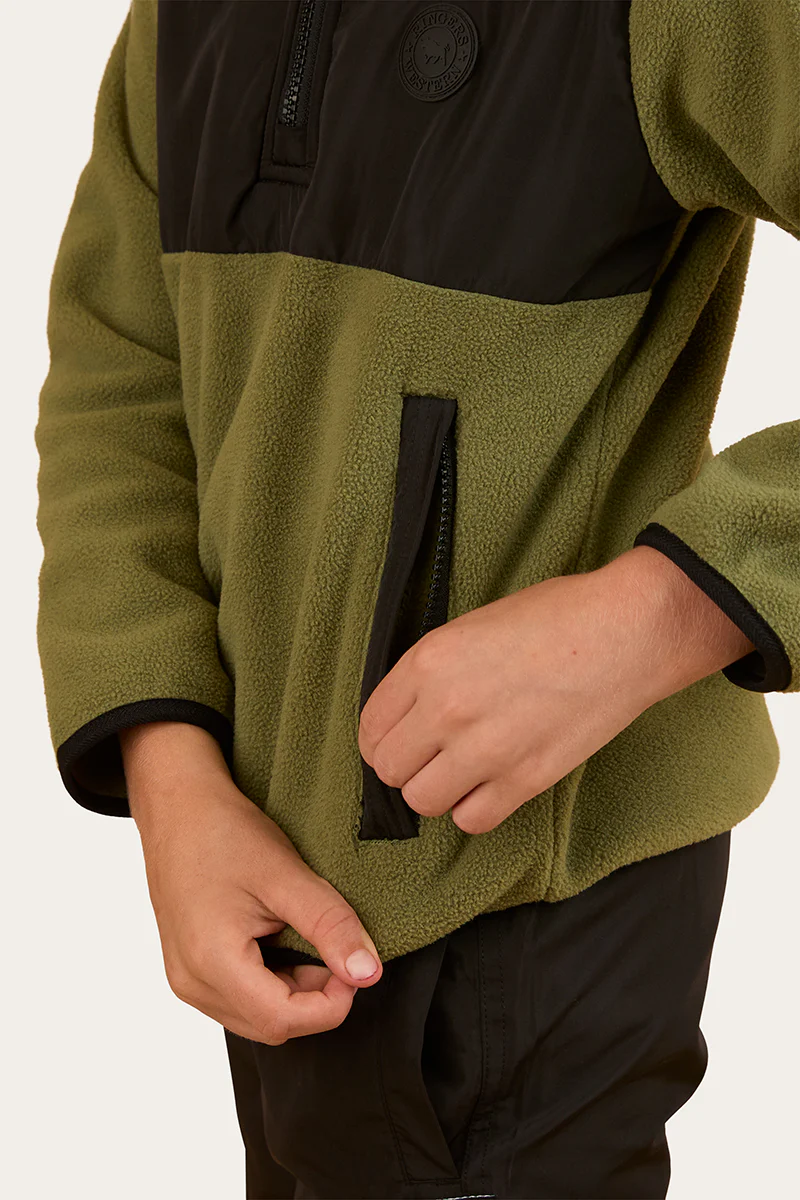 Winton Kids 1/4 Zip Crew Neck Fleece - Military Green