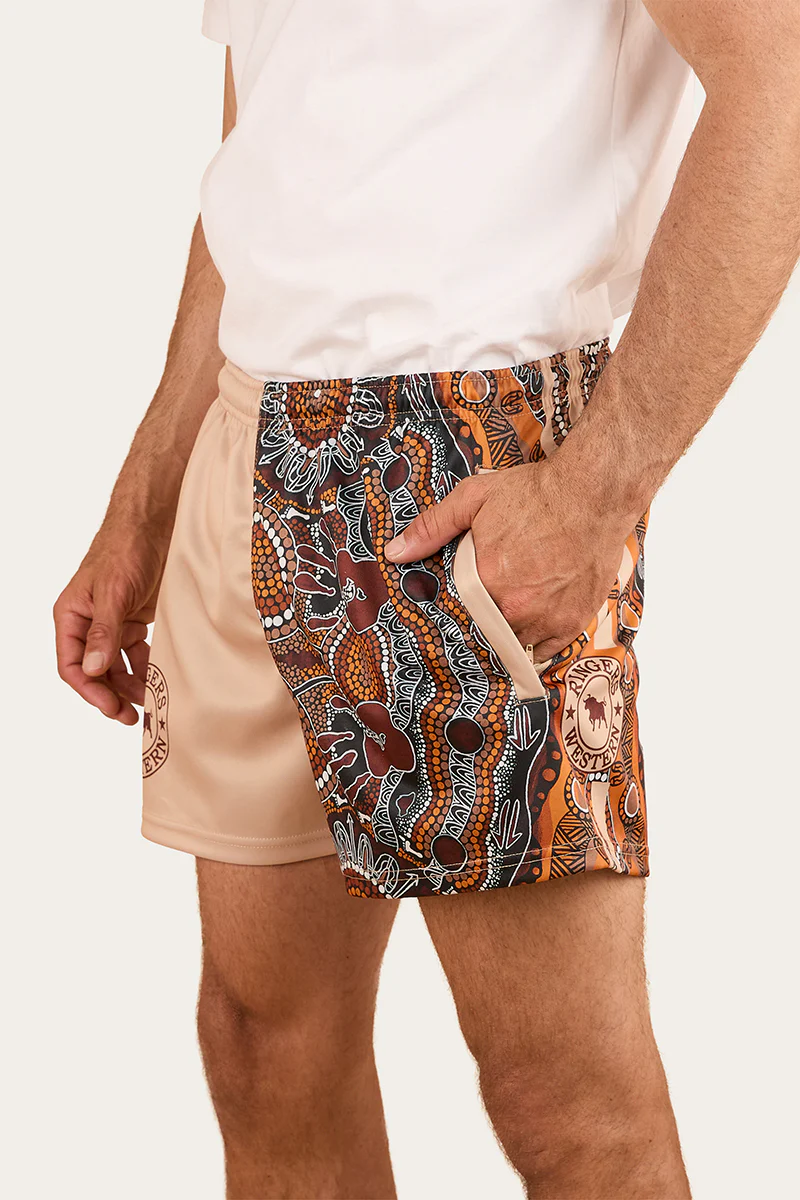 Walkabout Warrior Footy Short - Dark Sand / Multi