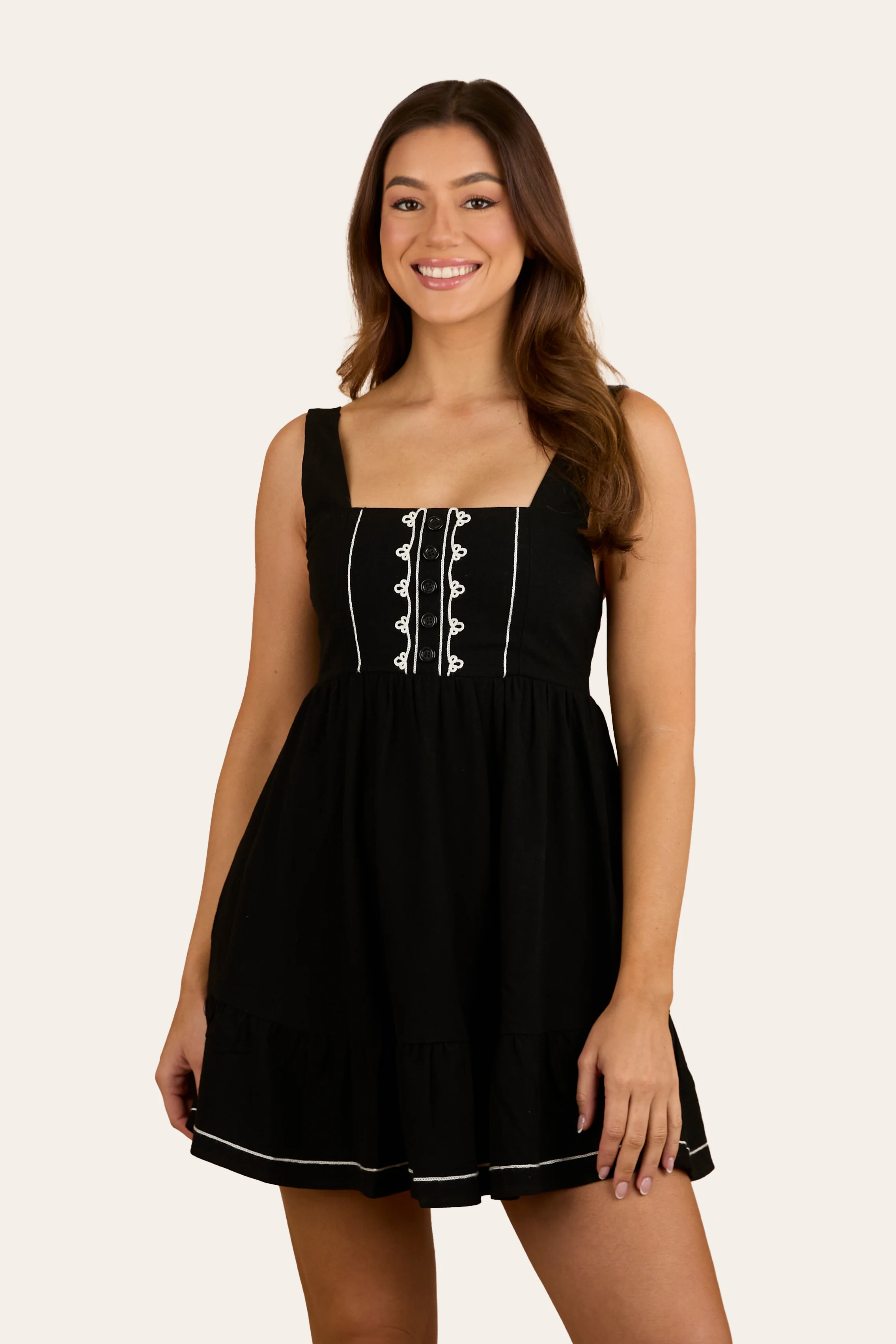 Westley Womens Embroidered Mini Dress - Black