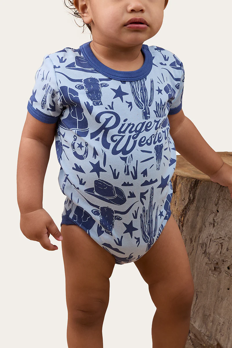 Boot Scootin Babies Short Sleeve Romper - Dusk
