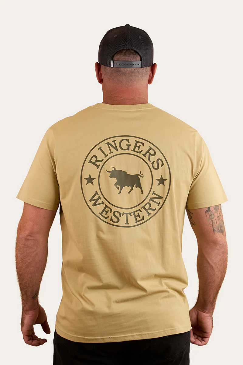 Signature Bull Mens Loose T-Shirt - Pale Olive / Military Green