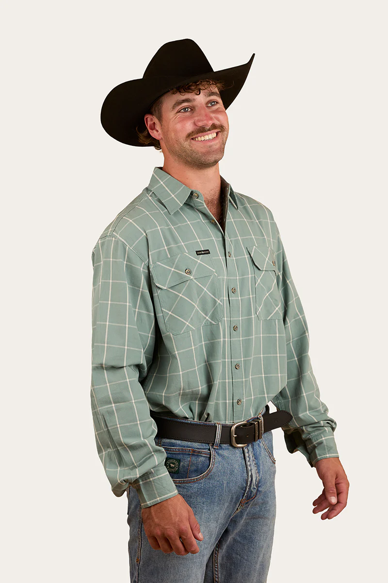 Richmond Mens Full Button Work Shirt - Sea Green