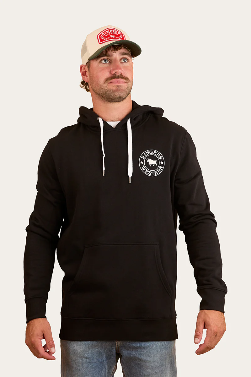 Signature Bull Mens Pullover Hoodie - Black/White