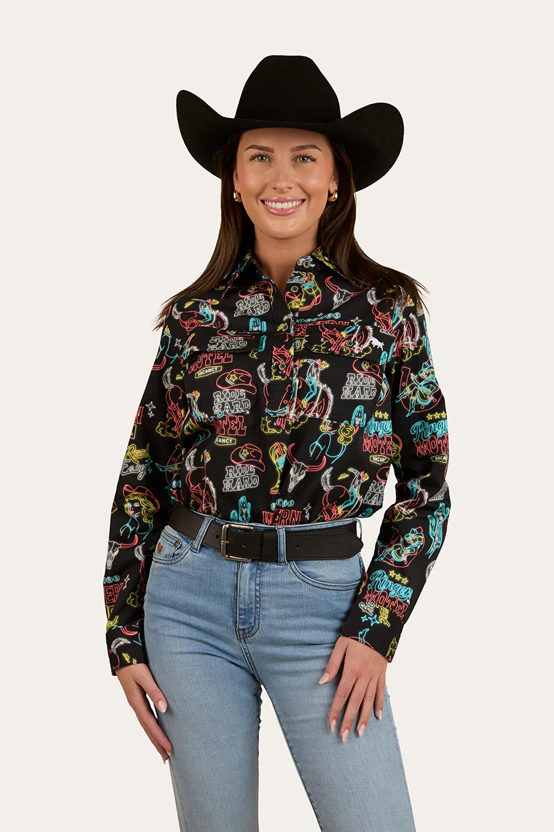 The Dyno Womens Limited Edition Half Button Work Shirt - Black / Multi