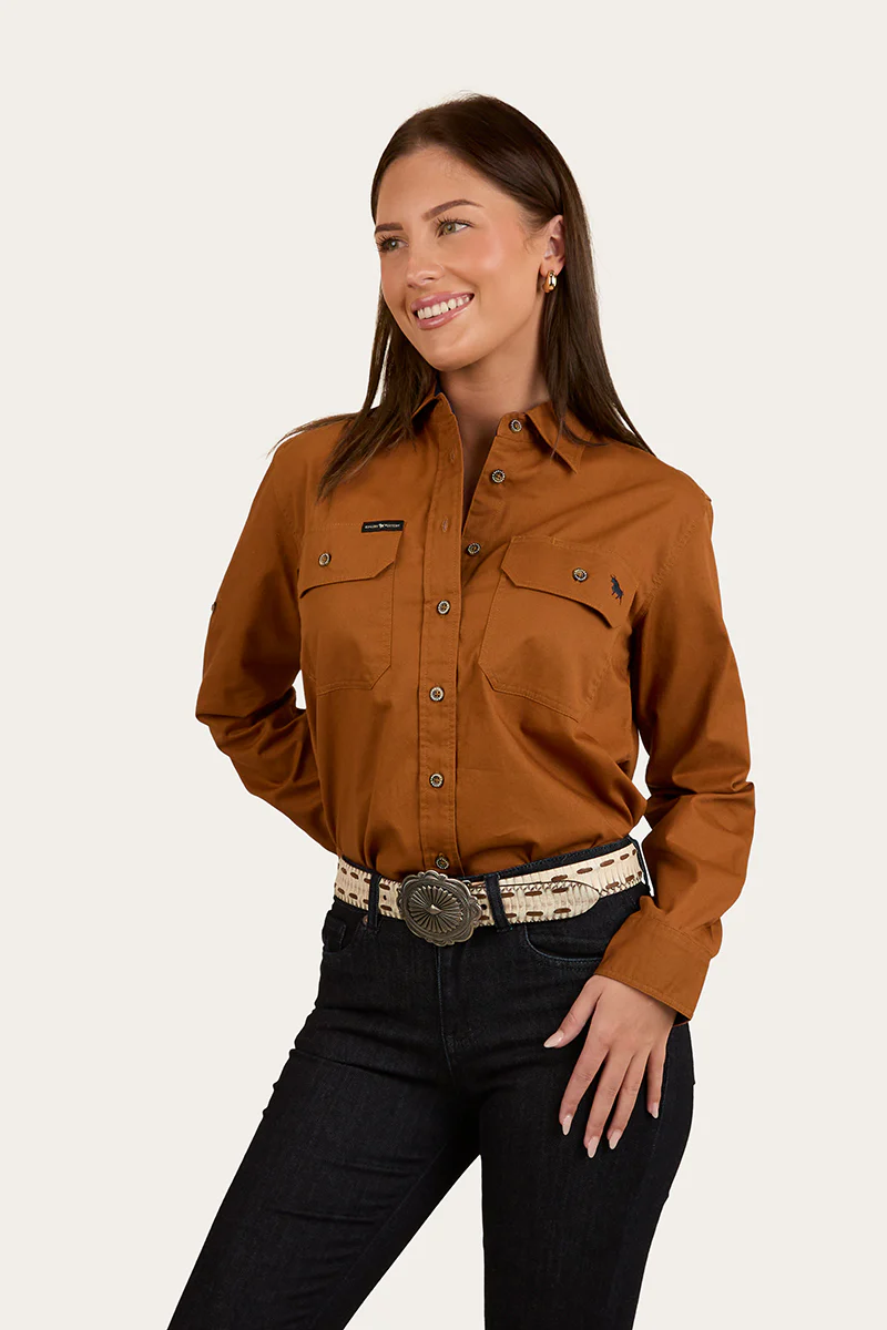 Pentecost River Womens Full Button Work Shirt - Tobacco